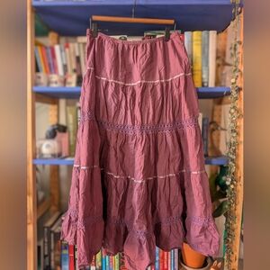 Tiered Romantic Purple Maxi Skirt XL